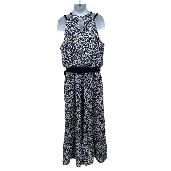 Speechless Kids Sleeveless Halter Neck Animal Print Midi Dress - Navy Blue - 10 - Picture 2 of 10